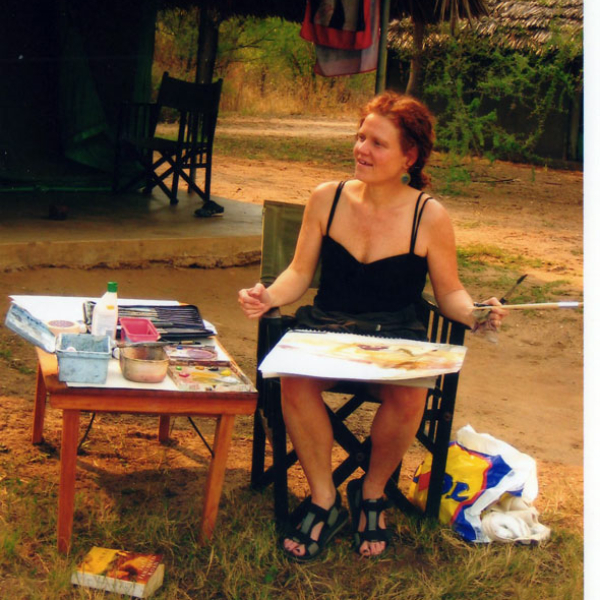 Painting en plein air, Tarangire Park, Tanzania, Summer 2007