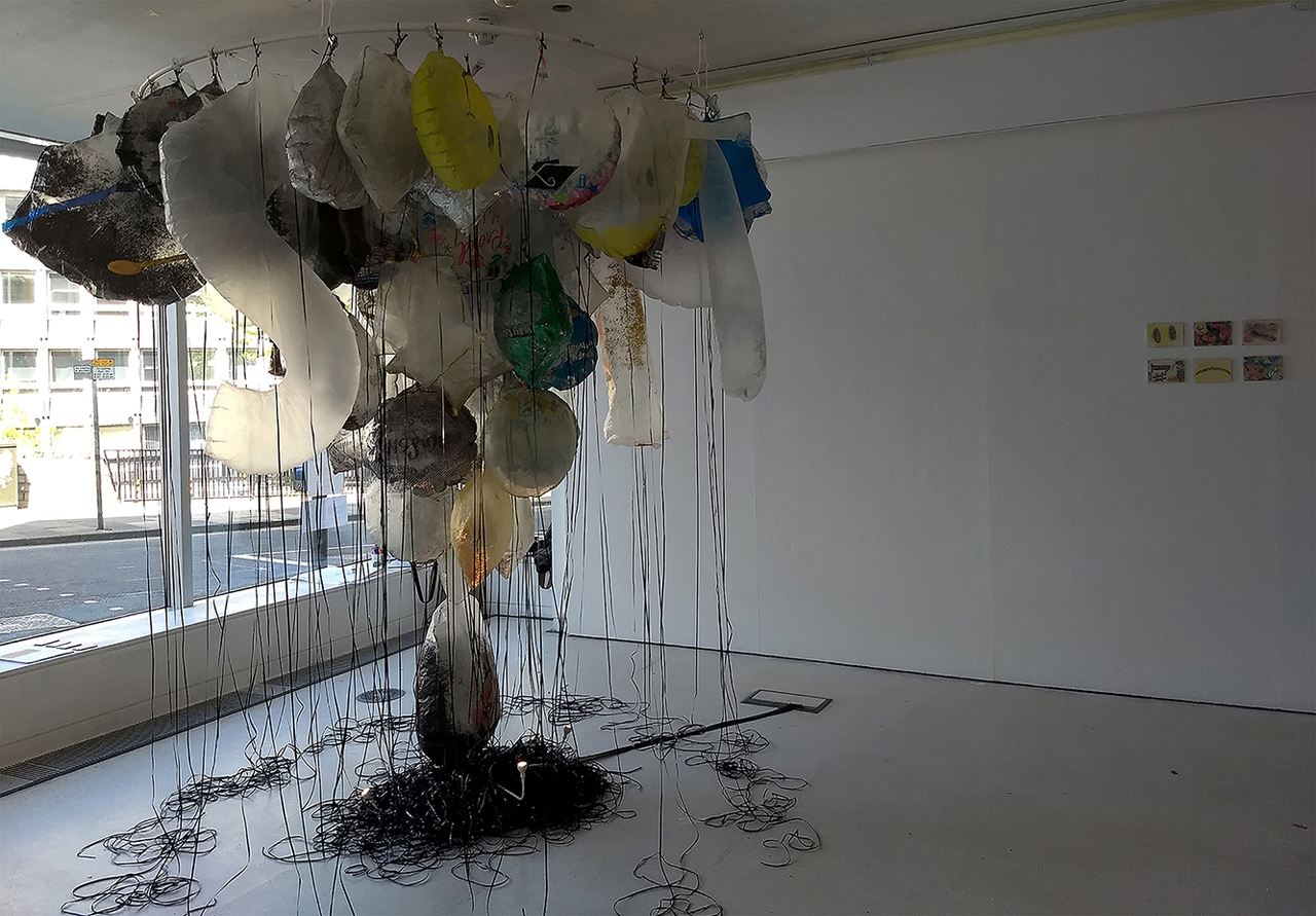 GYRE,  Installation of found objects, drawings and photos, 2018