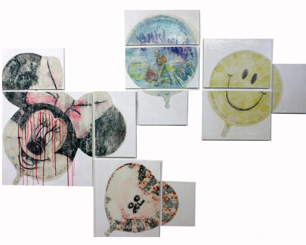 YOLO (Thinking of War, drawings), x 12 on gessoed boards  various sizes,  2018