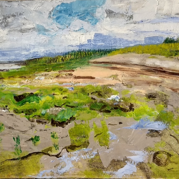 Original art green, brown Scotland landscape oil painting