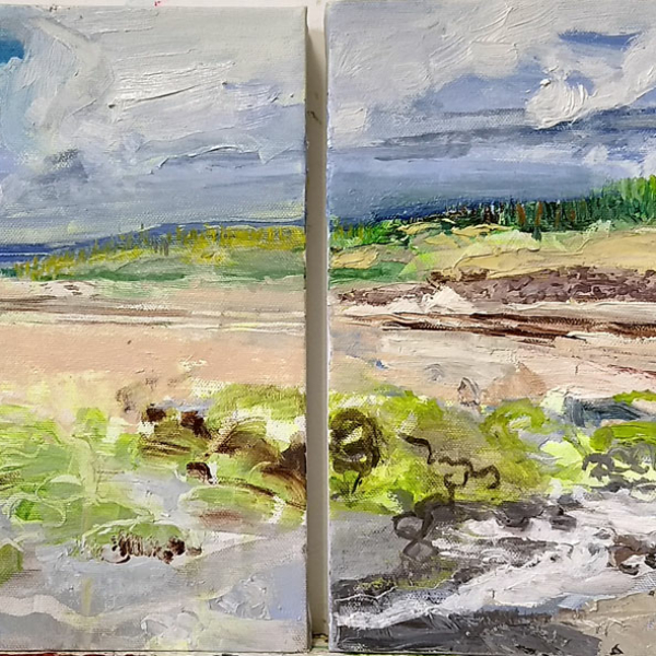 Original art green, brown Scotland landscape oil painting