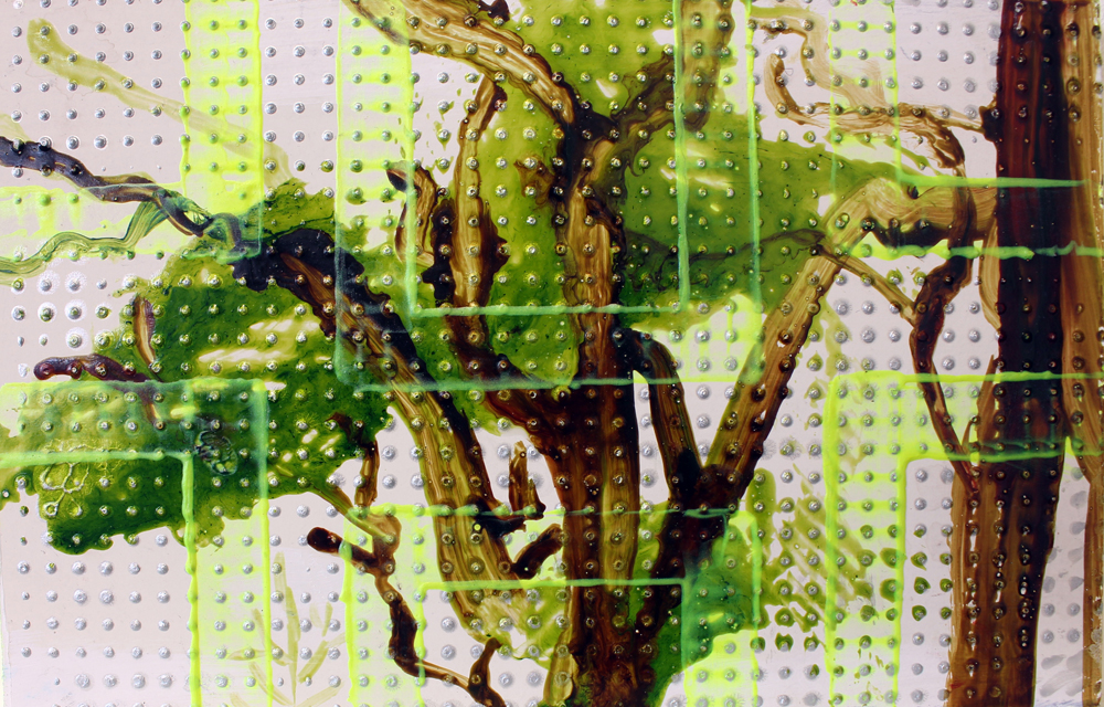 Limekilns puzzle tree, 2020.  Acrylic painting on board. 13cm x 20cm