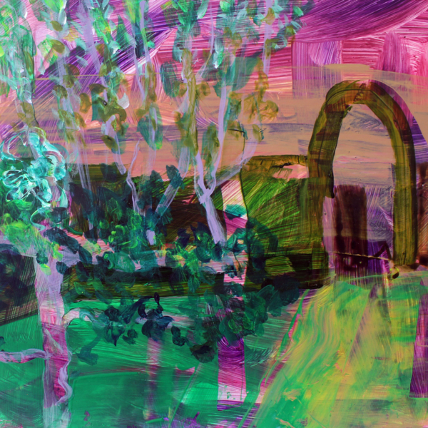 St. Boswells, the purple day, 2020.  Acrylic on paper. 21cm x 30cm.
