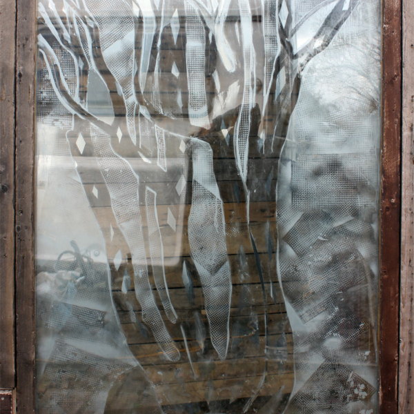 Original painting on glass silver trees