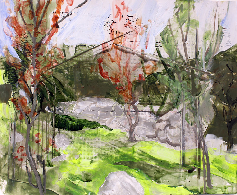 Memory where the house used to be (Collemacchia), acrylic painting on paper