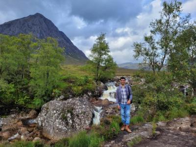 Farrukh with Buachaille Etive Mòr in the background