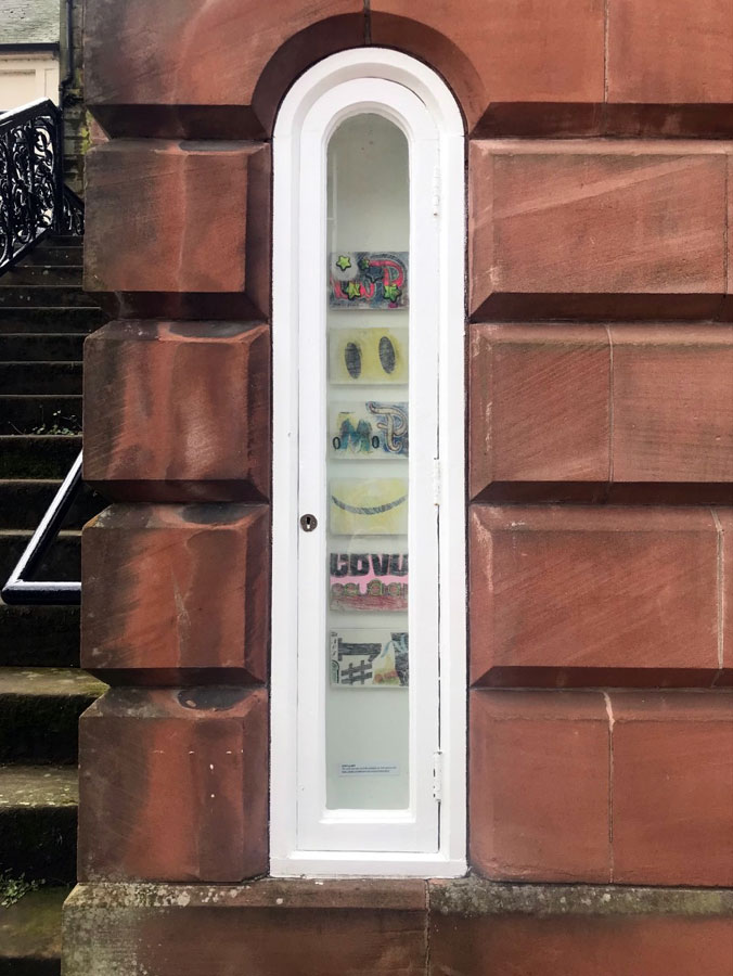FOMO graffiti installed in the long niche at Midsteeple, Dumfries