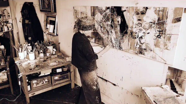 Michele Marcoux visual artist in her Edinburgh studio
